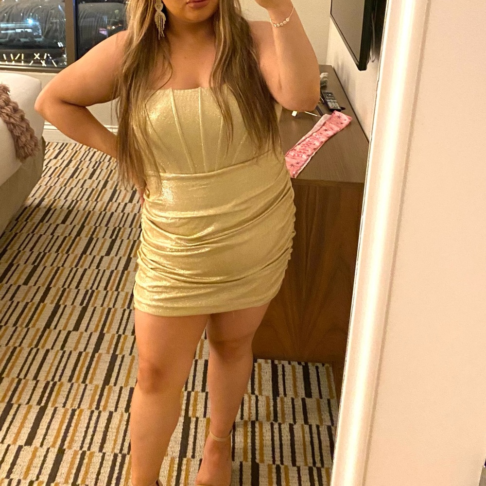 Glitter bodycon ruched mini dress